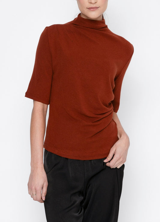 High Neck Pleated Tee